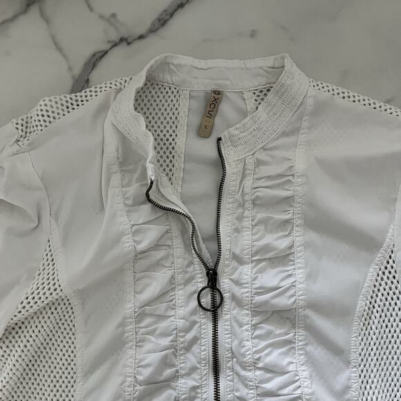 XCVI Wearables Orrick bomber jacket Cotton mesh white sz Large Summer Bohemian - Picture 7 of 10